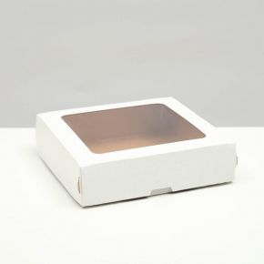 Коробка складная, с окном, белая, 15 х 15 х 4 см