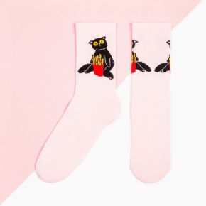 Носки для девочки KAFTAN «Кот с картошкой фри», 20-22 см, цвет розовый