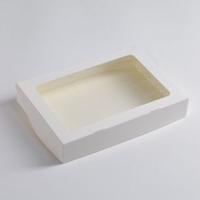 Коробка складная, с окном, белая, 28 х 20 х 5 см