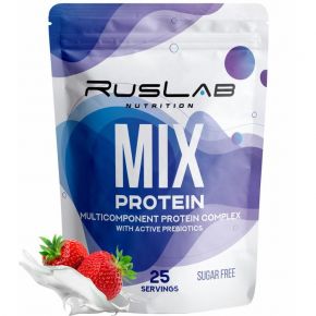Протеин RusLabNutrition MIX Protein Клубника со сливками, спортивное питание, 800 г