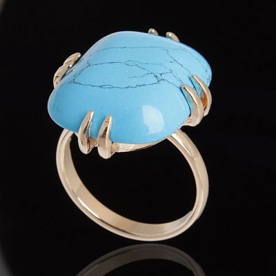 Кольцо Аигба, размер 18, цвет голубой в золоте