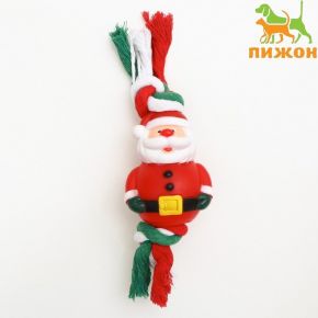 Игрушка для собак "Дед мороз на канате" (канат 1,6 см), 25 х 8 х 7 см