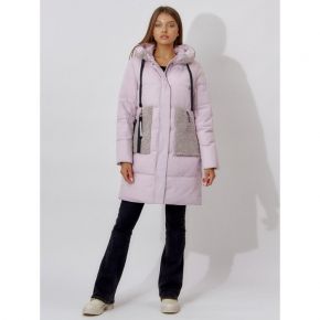 Пальто утеплённое женское, цвет розовый, размер 56