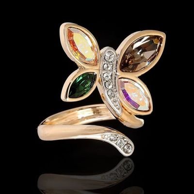 Кольцо Доминика, безразмерное, цвет дымчатый в золоте