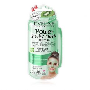 Bioмаска-пилинг для лица Eveline Power Shake Mask, очищающая с пробиотиками, 10 мл