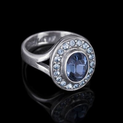 Кольцо Навогеро, размер 19, цвет синий в черненом серебре