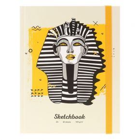 Скетчбук А5, 40 листов "Фараон", твёрдая обложка, матовая ламинация, резинка, кремовый блок 100 г/м2