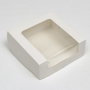 Кондитерская упаковка с окном, белая, 18 х 18 х 7 см