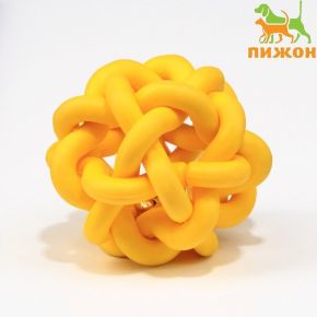 Игрушка резиновая "Молекула" с бубенчиком, 4 см, жёлтая