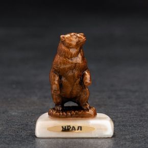 Сувенир "Медведь кроха", селенит, металл, минералы, 3х2х4 см