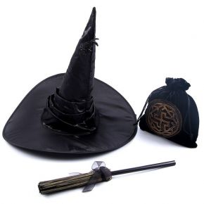 Карнавальный набор «Магия», шляпа чёрная, метла, мешок