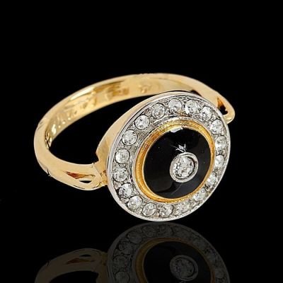 Кольцо Афины, размер 17, цвет чёрно-белый в золоте