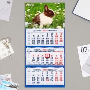 Календарь квартальный, трио "Символ Года - 10" 2023 год, 31х69см