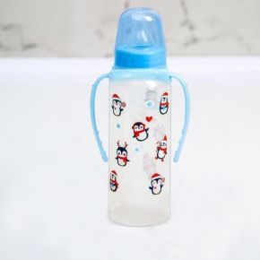 Бутылочка для кормления «Новогодние пингвинчики» 250 мл цилиндр, подарочная упаковка, с ручками
