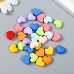 Декор для творчества пластик "Матовое сердечко" набор 30 шт МИКС 0,6х1,2х1,3 см