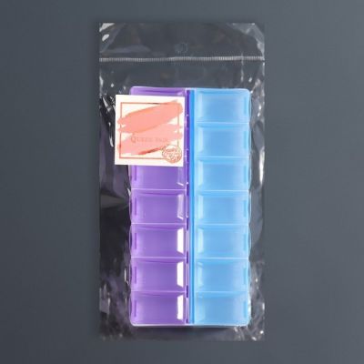 Органайзер для декора, 14 ячеек, 14,5 × 7,3 × 2,5 см, цвет голубой/фиолетовый