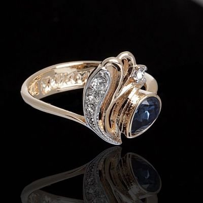 Кольцо Мартир, размер 17, цвет синий в золоте
