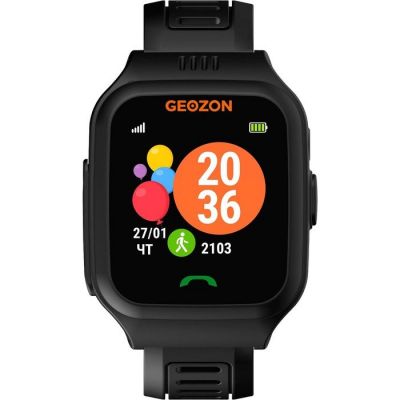 Детские смарт-часы Geozon Active G-W03BLK, 1.44", IPS, SIM, камера, GPS, 360 мАч, черные