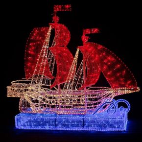 Светодиодная фигура «Корабль с алыми парусами», 190 × 210 × 70 см, 320 Вт, 220 В