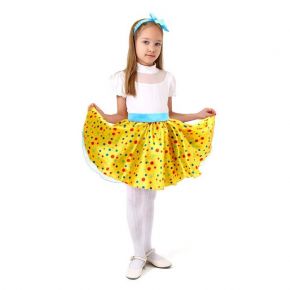 Карнавальный набор «Стиляги 7», юбка жёлтая в мелкий цветной горох, пояс, повязка, рост 134-140 см