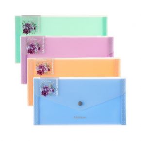 Папка-конверт на кнопке ErichKrause "Matt Pastel Bloom", 4 цвета, в пакете, МИКС
