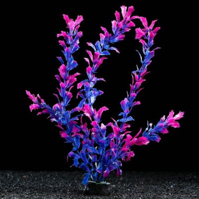 Растение искусственное аквариумное, 4 х 30 см, сине-фиолетовое, 1 шт.