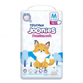 Joonies Подгузники-трусики Premium Soft размер M (6-11 кг) 56 шт