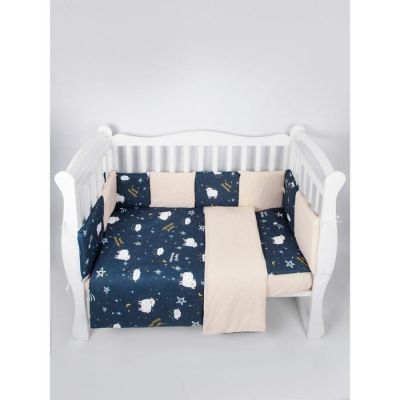 Комплект Premium в кроватку 18 предметов (6+12 подушек-бортиков) AmaroBaby Galaxy, синий