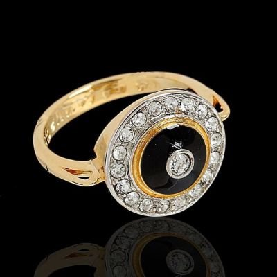 Кольцо Афины, размер 16, цвет чёрно-белый в золоте