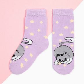 Носки для девочки KAFTAN «Кот», размер 14-16 см, цвет лиловый