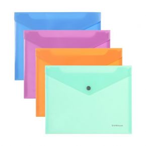 Папка-конверт на кнопке ErichKrause "Matt Pastel Bloom", A5+, непрозрачный, в пакете, МИКС