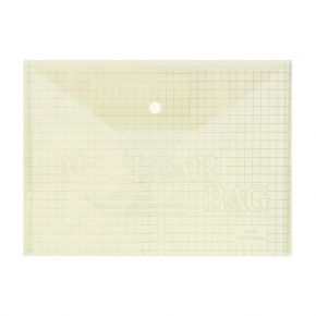 Папка-конверт на кнопке, А4, 80 мкм, "Клетка", тонированная, жёлтая