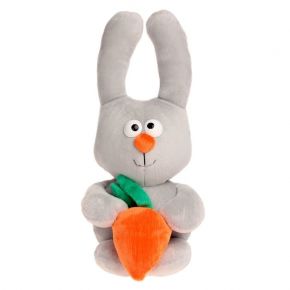Мягкая игрушка "Зайка с морковкой" серый, 38см