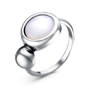 Кольцо "Перламутр" , посеребрение с оксидированием, цвет белый, 17,5 размер