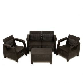 Набор мебели диван двухместный, два кресла  + стол, шоколад