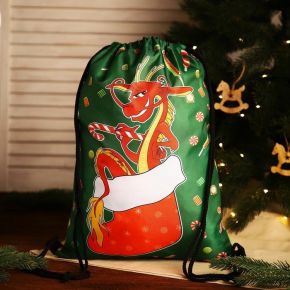 Мешок-рюкзак новогодний на шнурке, цвет зелёный