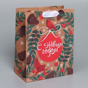 Пакет крафтовый вертикальный «Новогоднее мгновение», MS 18 × 23 × 10 см
