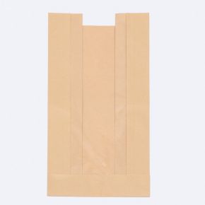 Пакет бумажный крафт с окном и прямоугольным дном, 33 х 16 х 11