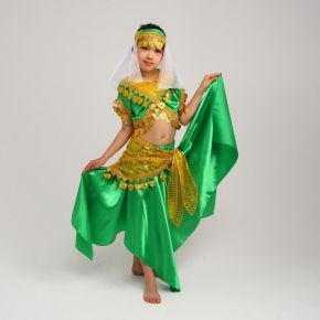Карнавальный костюм «Восточная красавица. Азиза», цвет зелёно-жёлтый, р. 32, рост 122-128 см