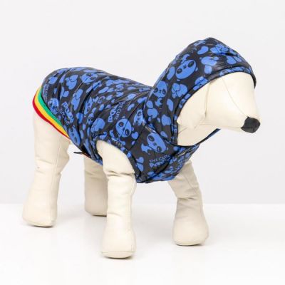 Курточка для собак "Пятнашки", размер 7 (ДС 52,ОШ 44, ОГ 75 см), синяя