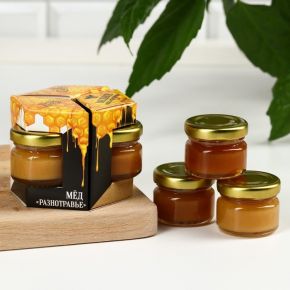 Набор «Медовое наслаждение»: мёд гречишный, мёд разнотравье, мёд таёжный, 3 шт. х 30 г.