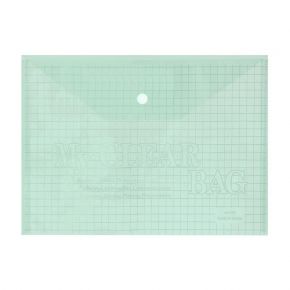 Папка-конверт на кнопке, А4, 80 мкм, "Клетка", тонированная, зелёная