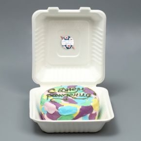Коробка для бенто-торта со свечкой «Цветочная», 21 х 20 х 7,5 см
