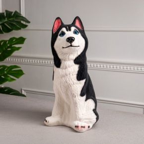 Копилка "Собака Хаски", белый цвет, флок, керамика, 39 см