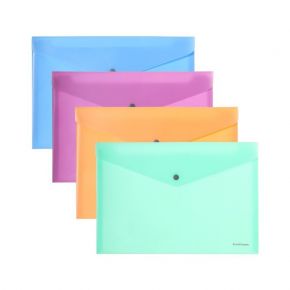 Папка-конверт на кнопке ErichKrause "Matt Pastel Bloom", A4, непрозрачный, в пакете, МИКС