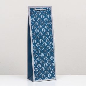 Пакет подарочный "Принт на синем" 12 х 36 х 8,5 см