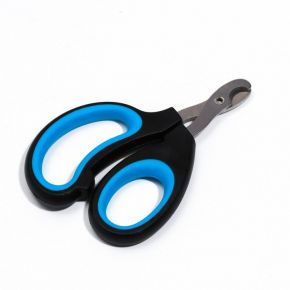 Ножницы-когтерезы "Пижон" Premium с эргономичной ручкой, отверстие 8 мм, чёрно-голубые