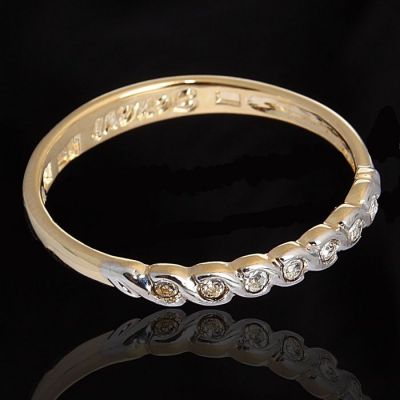Кольцо Веревочка размер 16, цвет белый в золоте