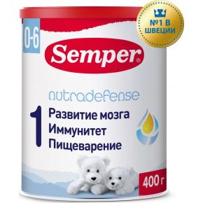 Молочная смесь детская Semper с рождения Nutradefense Baby 1, 400 г