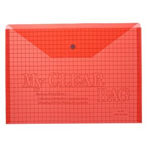 Набор папок-конвертов на кнопке А4, 180 мкр, 12 штук, клетка тонированная красная